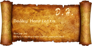 Deáky Henrietta névjegykártya
