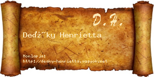 Deáky Henrietta névjegykártya